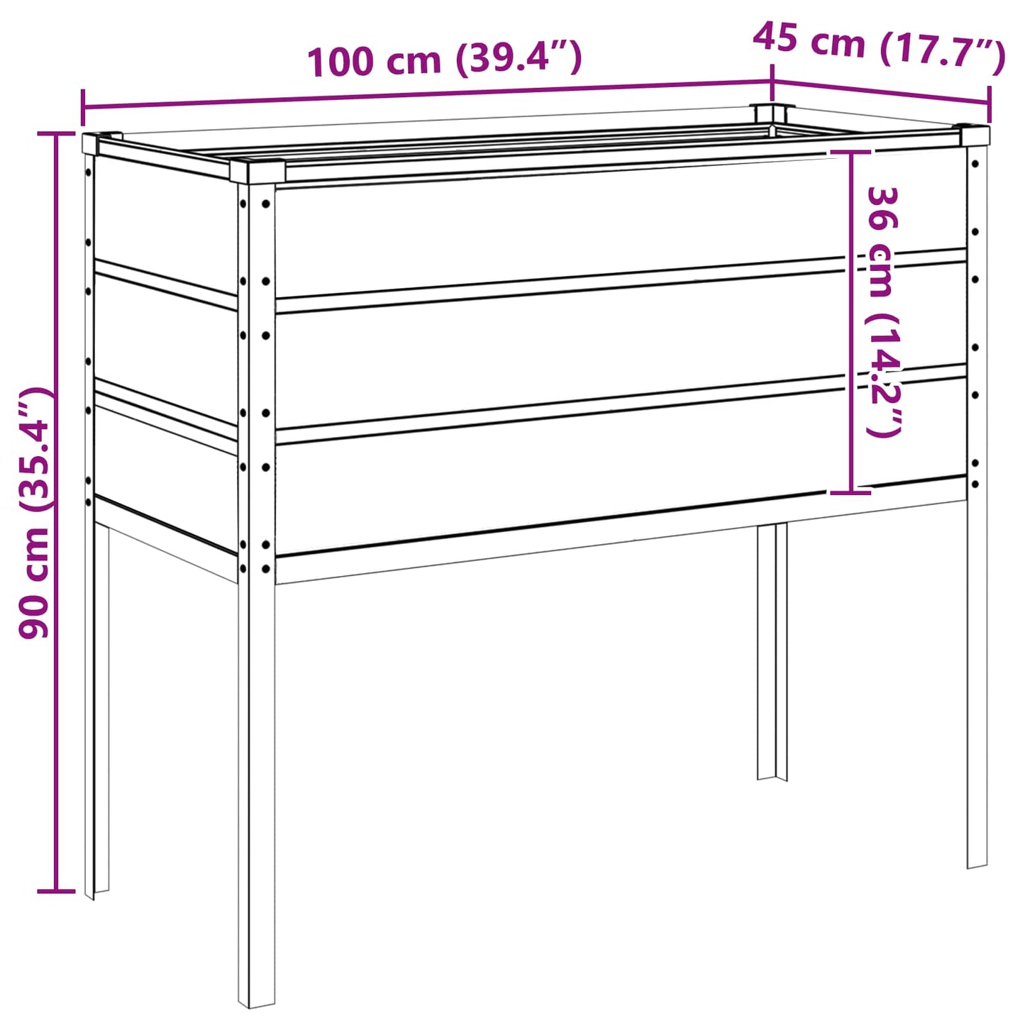 vidaXL Pflanzkübel Anthrazit 100 x 45 x 90 cm Verzinkter Stahl