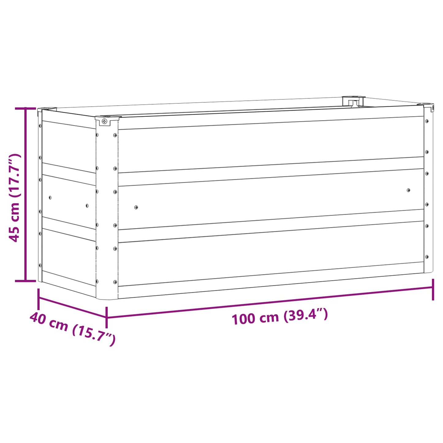 Pflanzkübel Grün 100 x 40 x 45 cm Stahl