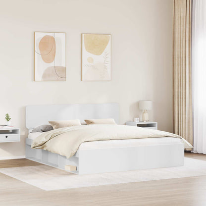 vidaXL Bettrahmen mit Kopfteil Weiß 200 x 200 cm Massives Kiefernholz