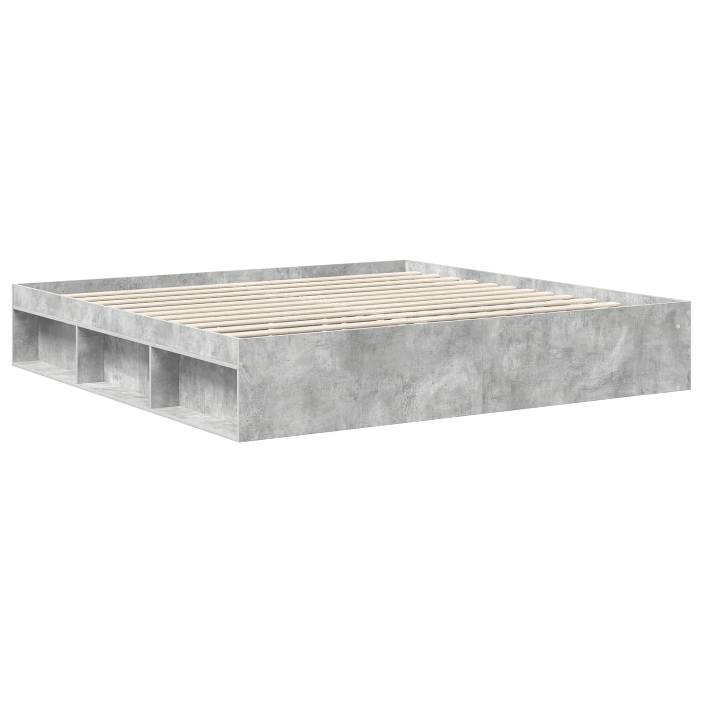 vidaXL Bettrahmen mit Kopfteil Beton 200 x 200 cm Massives Kiefernholz