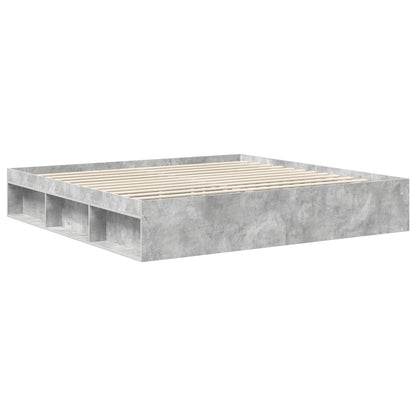 vidaXL Bettrahmen mit Kopfteil Beton 200 x 200 cm Massives Kiefernholz