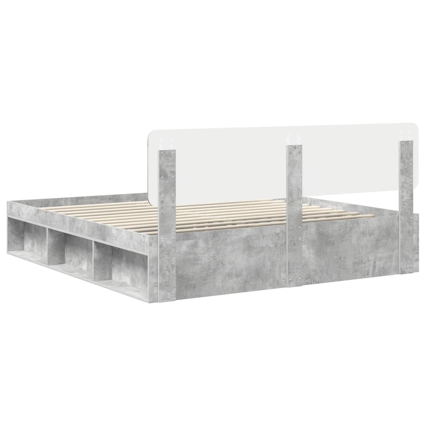 vidaXL Bettrahmen mit Kopfteil Beton 200 x 200 cm Massives Kiefernholz