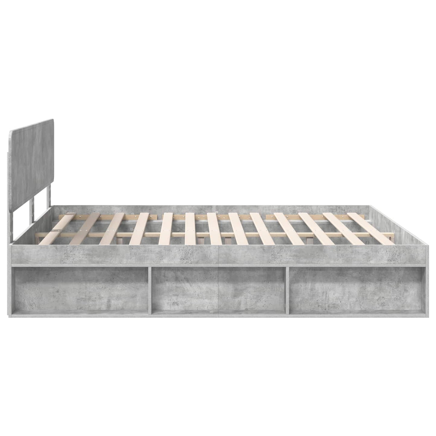vidaXL Bettrahmen mit Kopfteil Beton 200 x 200 cm Massives Kiefernholz