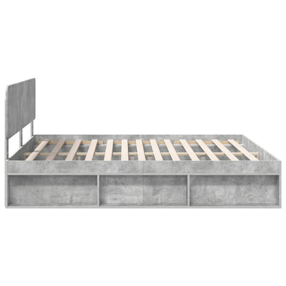 vidaXL Bettrahmen mit Kopfteil Beton 200 x 200 cm Massives Kiefernholz