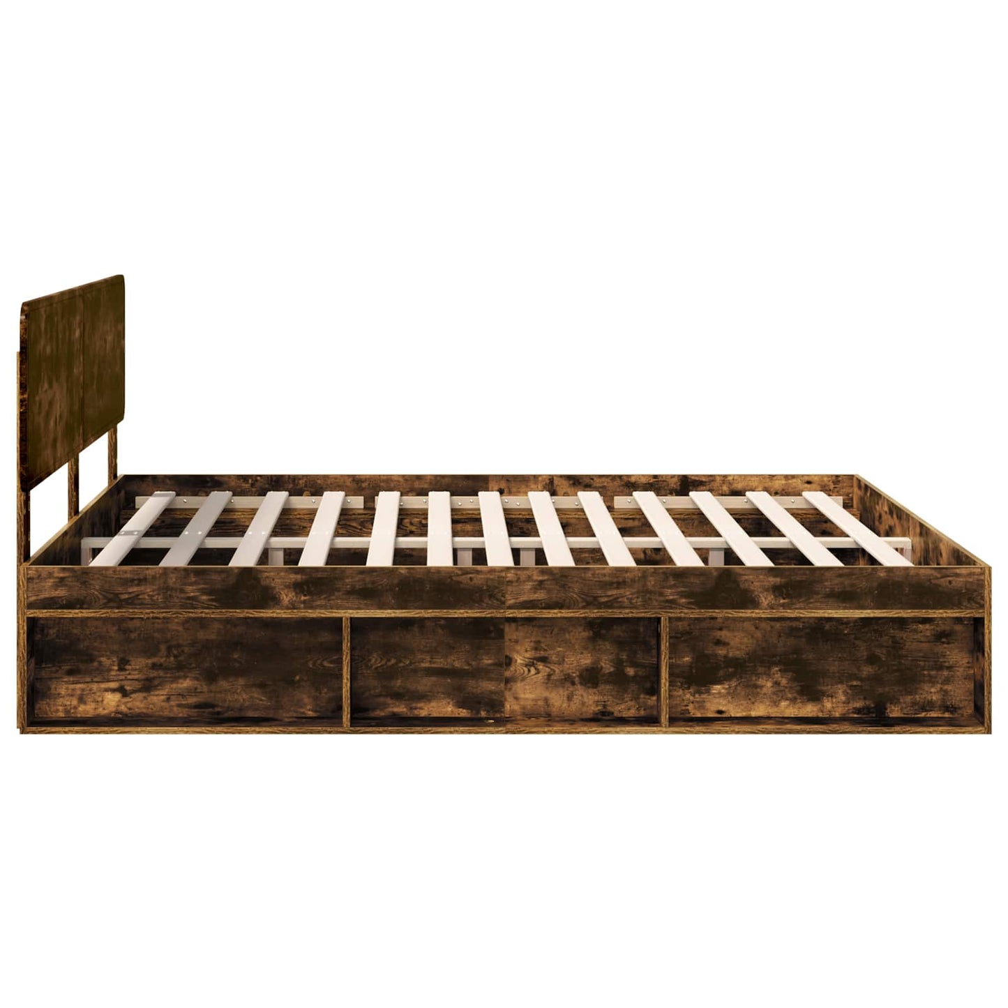 vidaXL Bettrahmen Geräucherte Eiche 200 x 200 cm Massives Kiefernholz