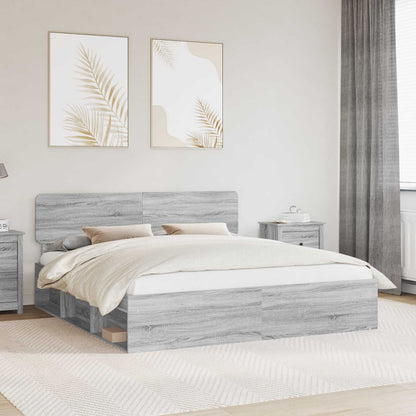 vidaXL Bettrahmen Graues Sonoma 200 x 200 cm Massives Kiefernholz