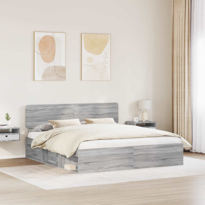 vidaXL Bettrahmen Graues Sonoma 200 x 200 cm Massives Kiefernholz