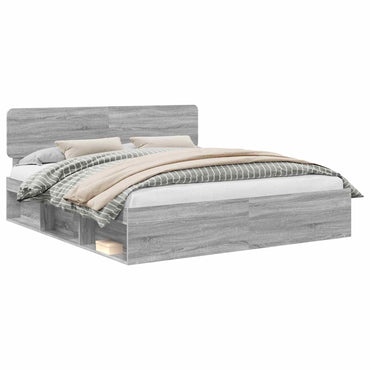 vidaXL Bettrahmen Graues Sonoma 200 x 200 cm Massives Kiefernholz