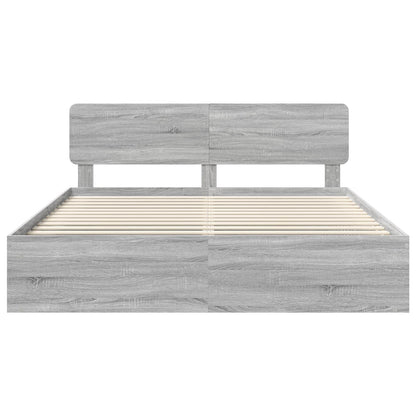 vidaXL Bettrahmen Graues Sonoma 200 x 200 cm Massives Kiefernholz