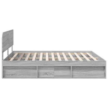 vidaXL Bettrahmen Graues Sonoma 200 x 200 cm Massives Kiefernholz