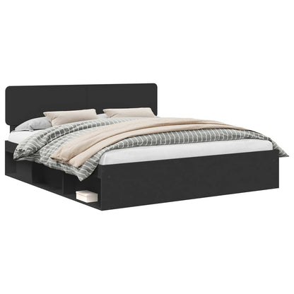 Bettrahmen Schwarz 180 x 200 cm Massives Kiefernholz