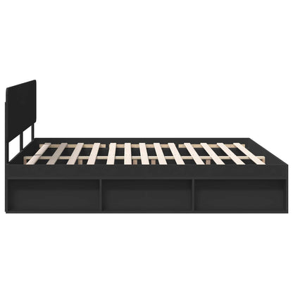 Bettrahmen Schwarz 180 x 200 cm Massives Kiefernholz