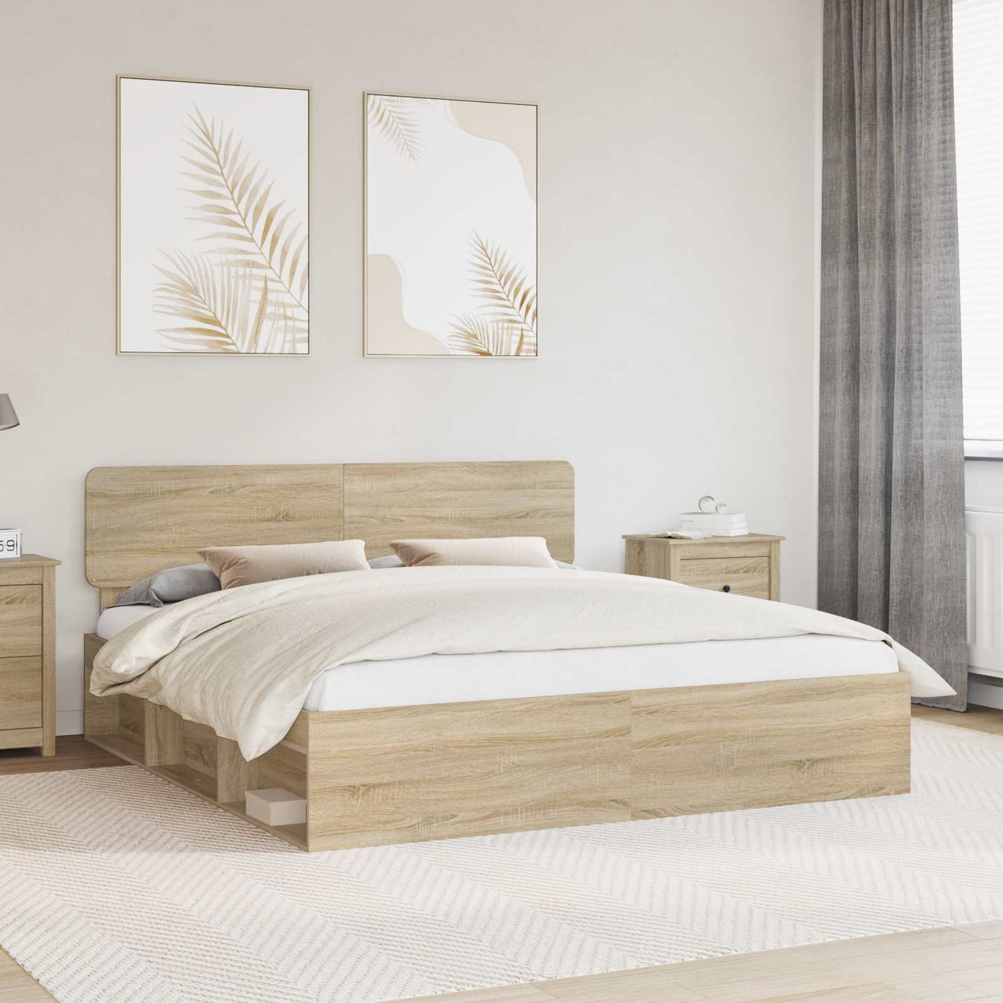 vidaXL Bettrahmen Sonoma 180 x 200 cm Massives Kiefernholz