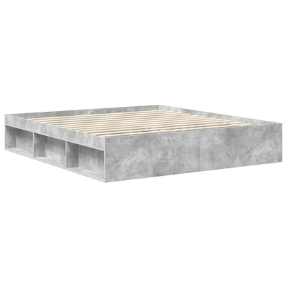 vidaXL Bettrahmen mit Kopfteil Beton 180 x 200 cm Massives Kiefernholz