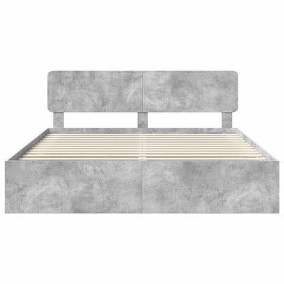 vidaXL Bettrahmen mit Kopfteil Beton 180 x 200 cm Massives Kiefernholz