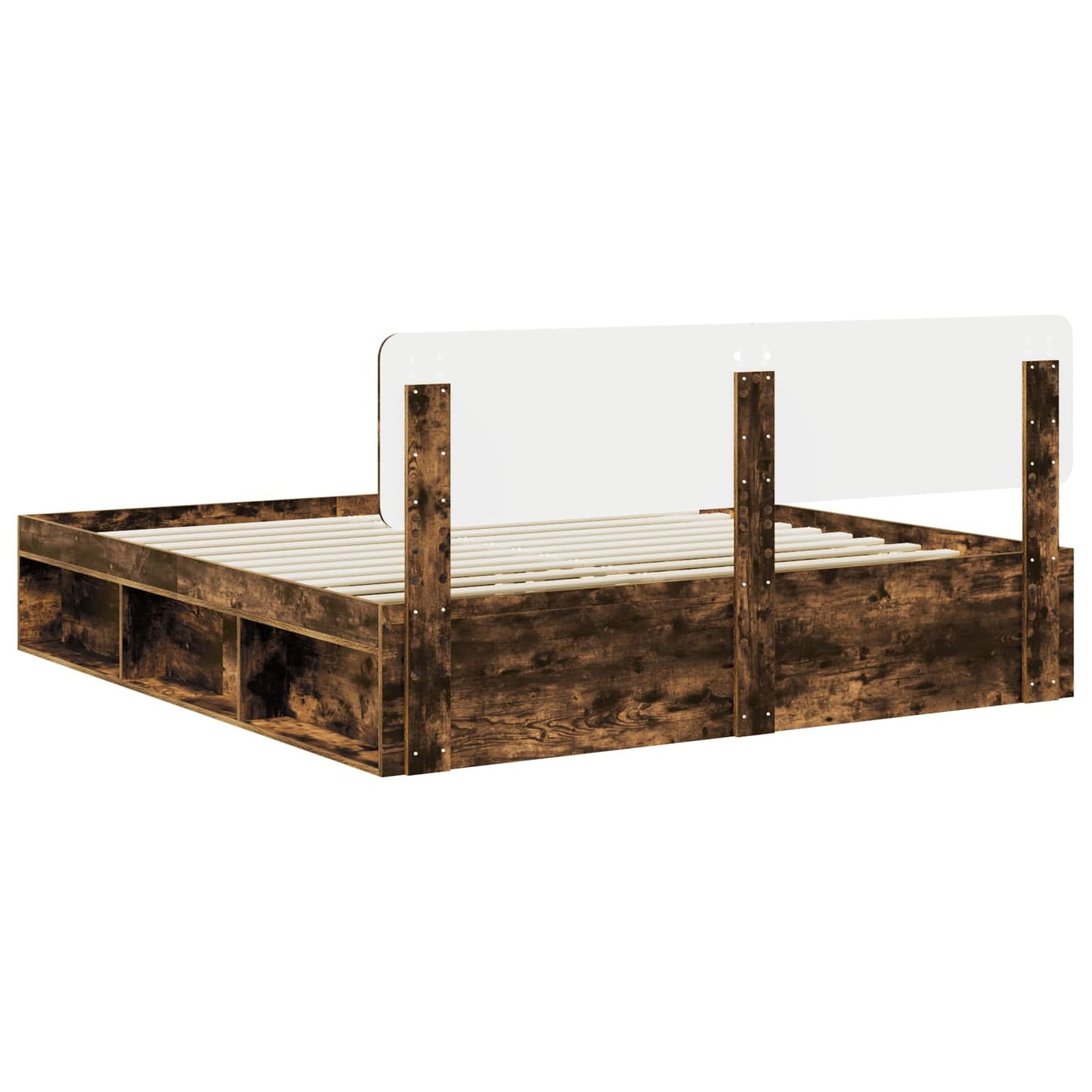 vidaXL Bettrahmen Geräucherte Eiche 180 x 200 cm Massives Kiefernholz