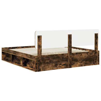 vidaXL Bettrahmen Geräucherte Eiche 180 x 200 cm Massives Kiefernholz