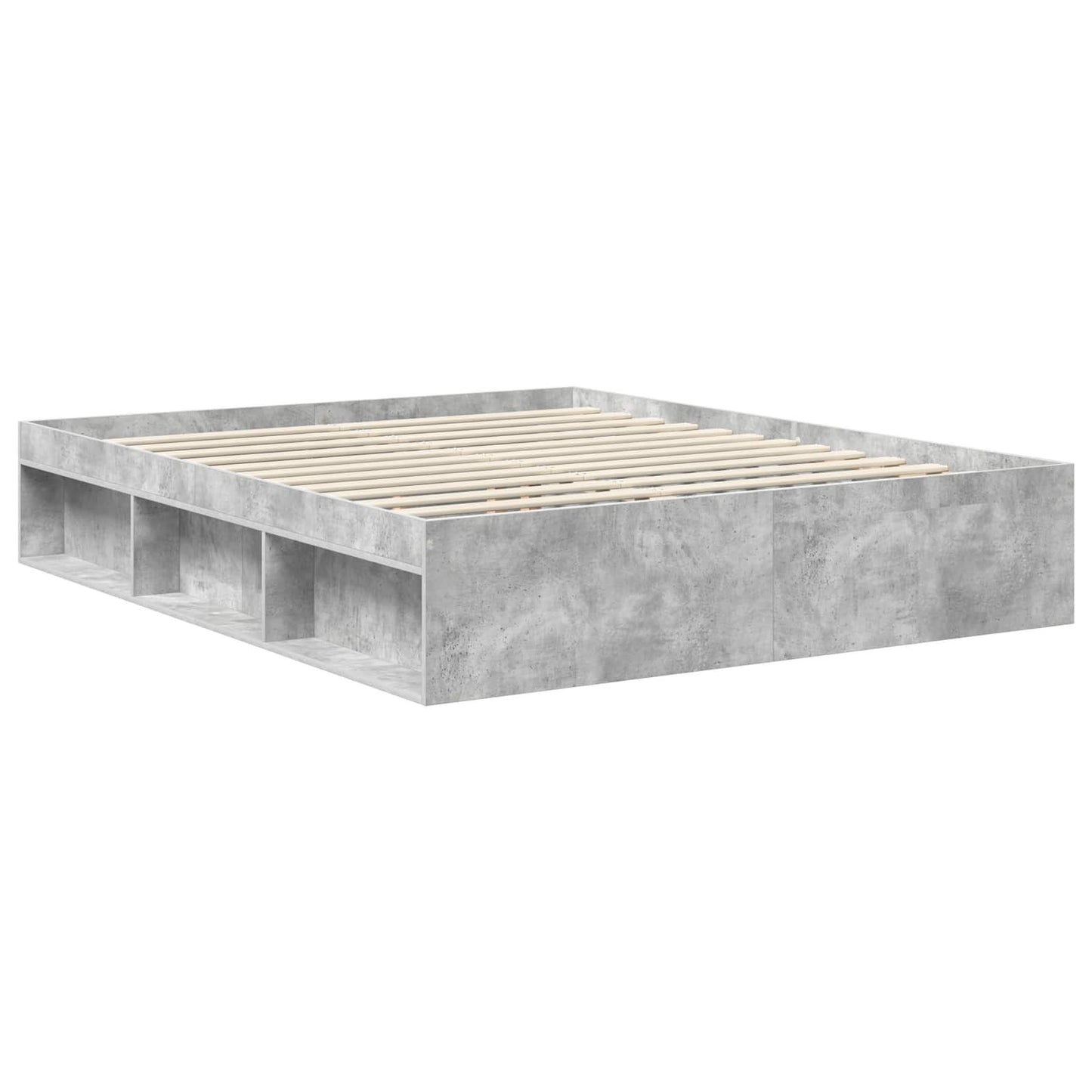 vidaXL Bettrahmen mit Kopfteil Beton 160 x 200 cm Massives Kiefernholz