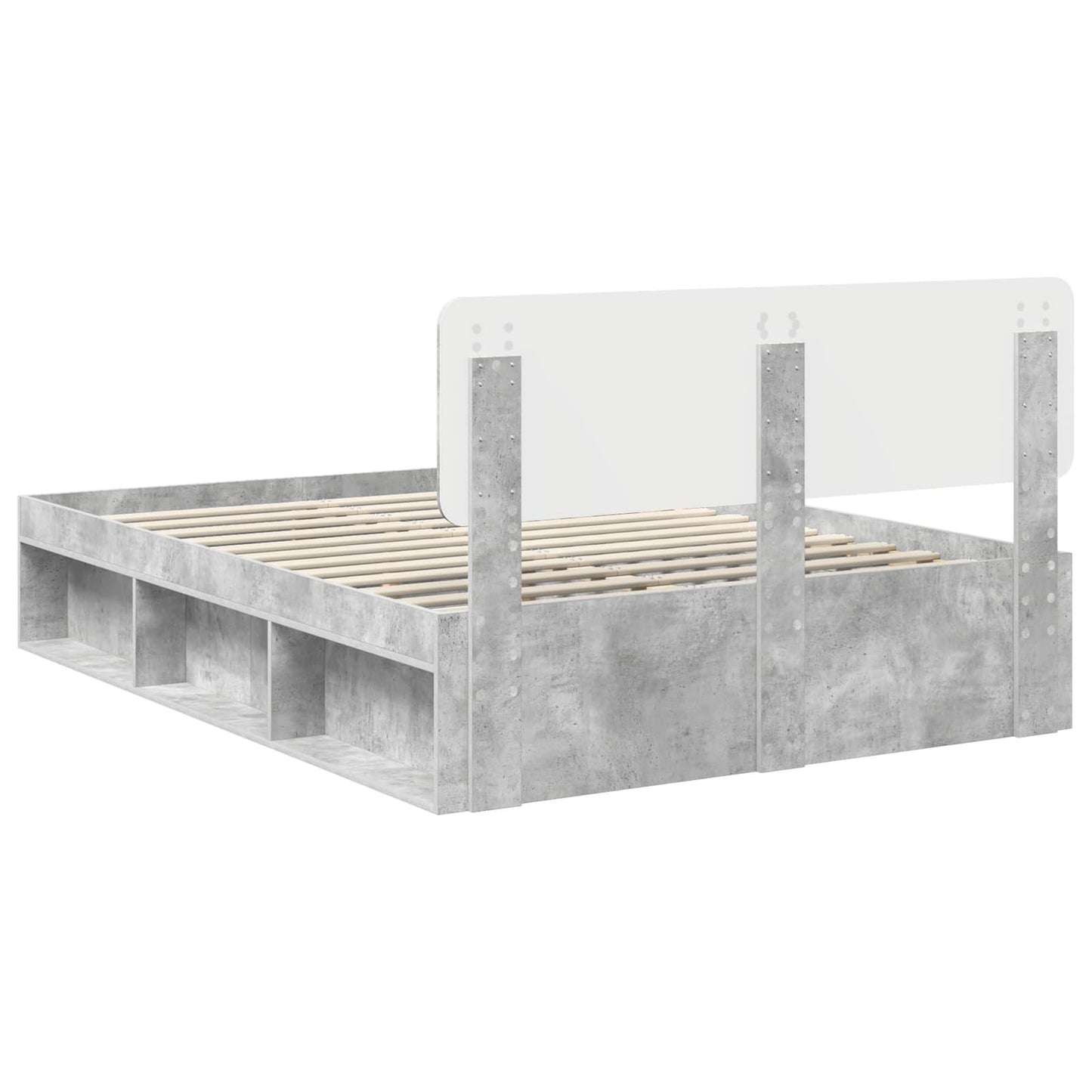 vidaXL Bettrahmen mit Kopfteil Beton 160 x 200 cm Massives Kiefernholz