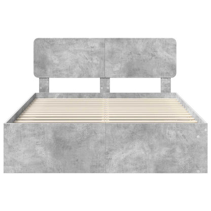 vidaXL Bettrahmen mit Kopfteil Beton 160 x 200 cm Massives Kiefernholz
