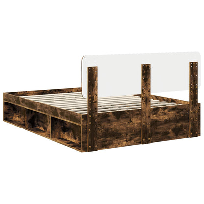 vidaXL Bettrahmen Geräucherte Eiche 160 x 200 cm Massives Kiefernholz