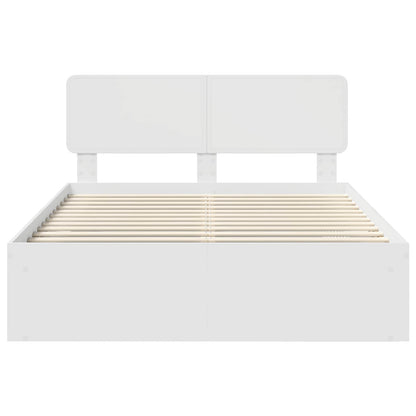 Bettrahmen mit Kopfteil Weiß 150 x 200 cm Massives Kiefernholz