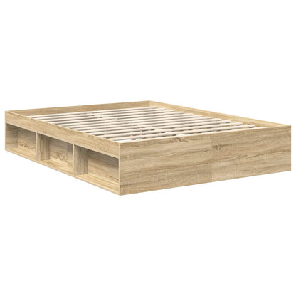 vidaXL Bettrahmen Sonoma-Eiche 150 x 200 cm Massives Kiefernholz