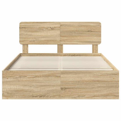 vidaXL Bettrahmen Sonoma-Eiche 150 x 200 cm Massives Kiefernholz