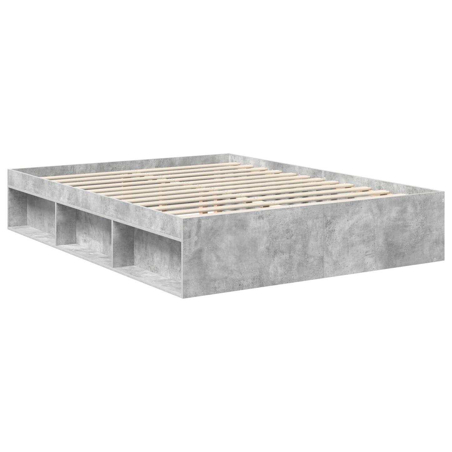 vidaXL Bettrahmen Beton Grau 150 x 200 cm Massives Kiefernholz