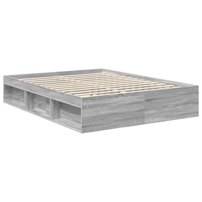 vidaXL Bettrahmen Graues Sonoma 150 x 200 cm Massives Kiefernholz