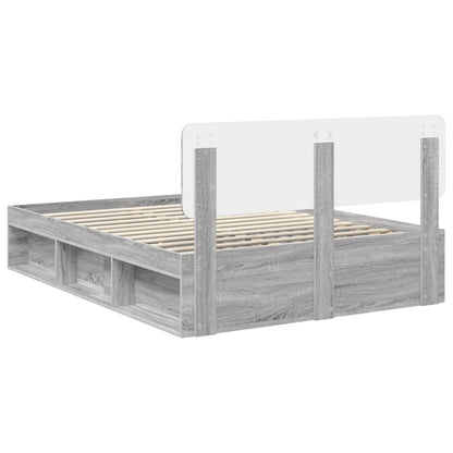 vidaXL Bettrahmen Graues Sonoma 150 x 200 cm Massives Kiefernholz