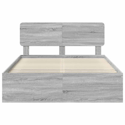 vidaXL Bettrahmen Graues Sonoma 150 x 200 cm Massives Kiefernholz