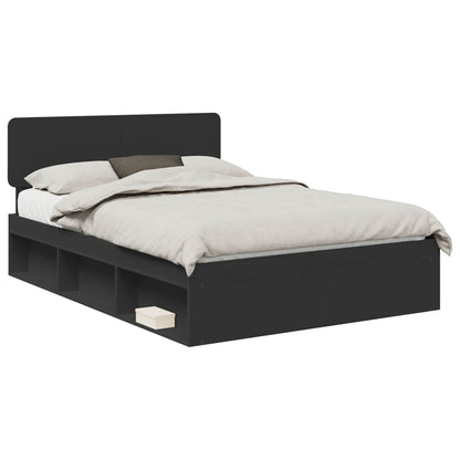 vidaXL Bettrahmen Schwarz 140 x 200 cm Massives Kiefernholz