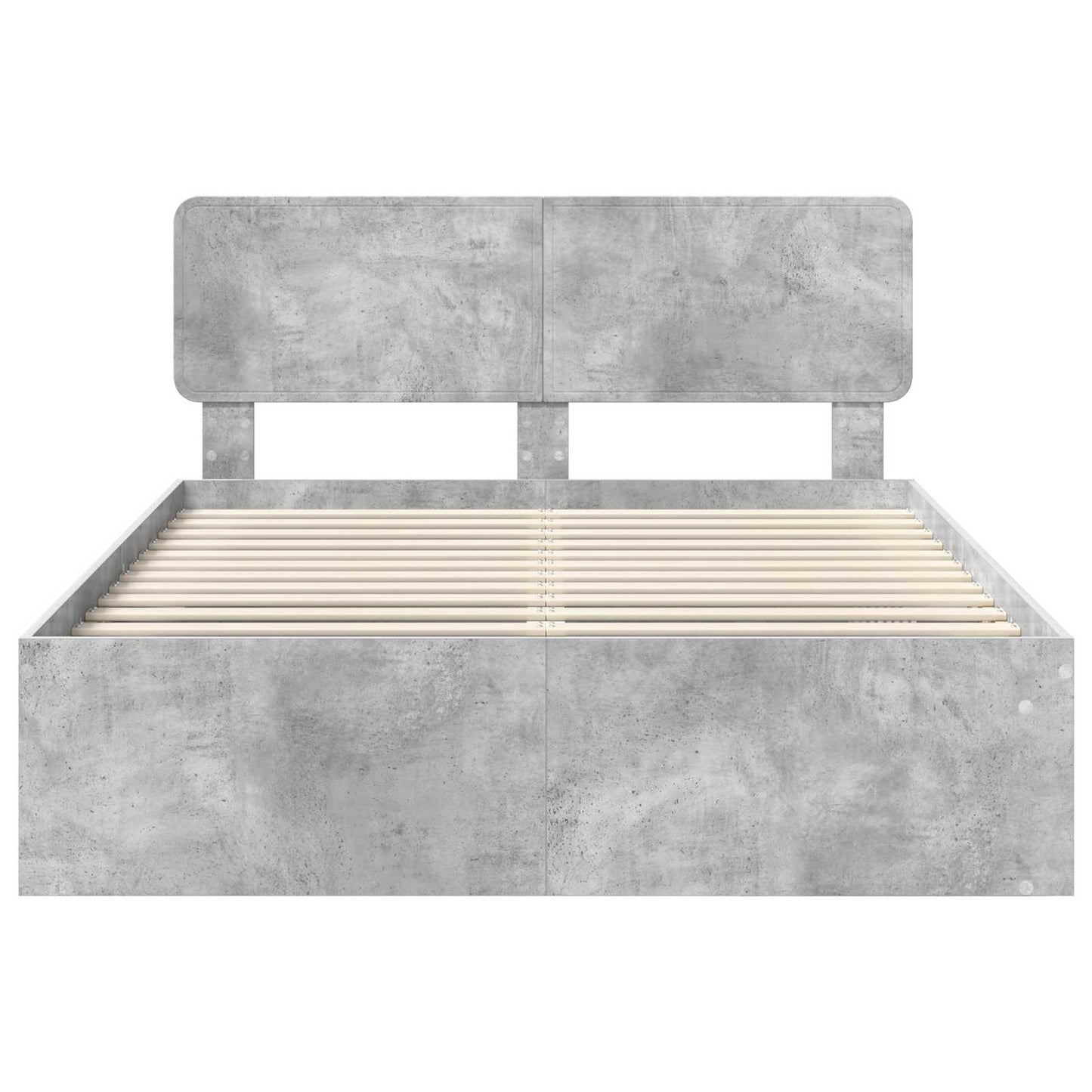 vidaXL Bettrahmen mit Kopfteil Beton 140 x 200 cm Massives Kiefernholz