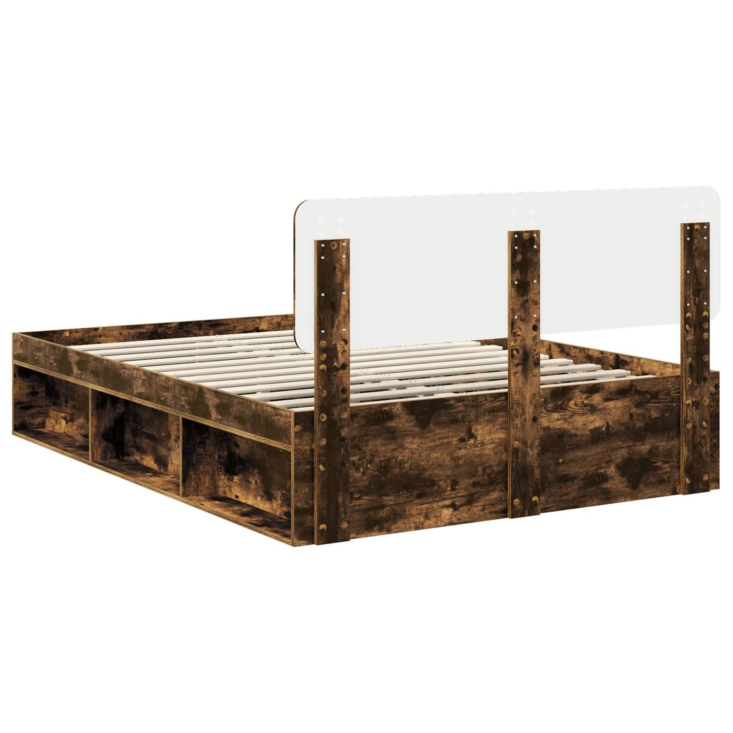 vidaXL Bettrahmen Geräucherte Eiche 140 x 200 cm Massives Kiefernholz