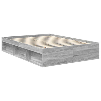 vidaXL Bettrahmen Graues Sonoma 140 x 200 cm Massives Kiefernholz