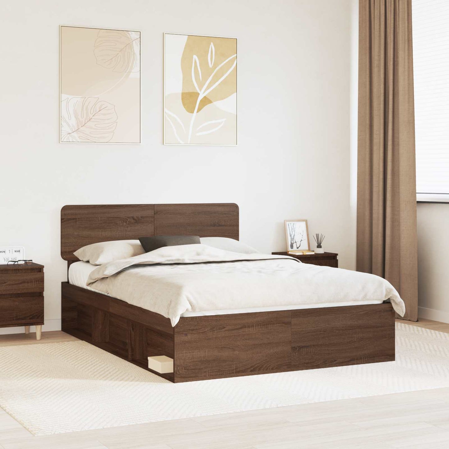 vidaXL Bettrahmen Braun Eichen-Optik 140 x 200 cm Massives Kiefernholz