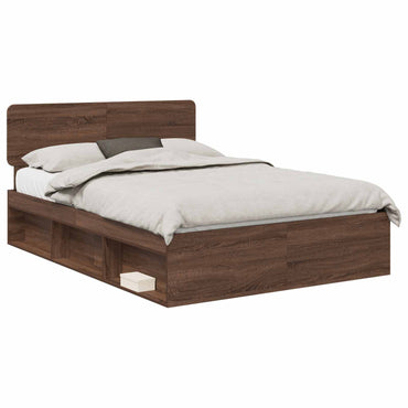 vidaXL Bettrahmen Braun Eichen-Optik 140 x 200 cm Massives Kiefernholz