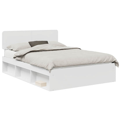 vidaXL Bettrahmen mit Kopfteil Weiß 140 x 190 cm Massives Kiefernholz