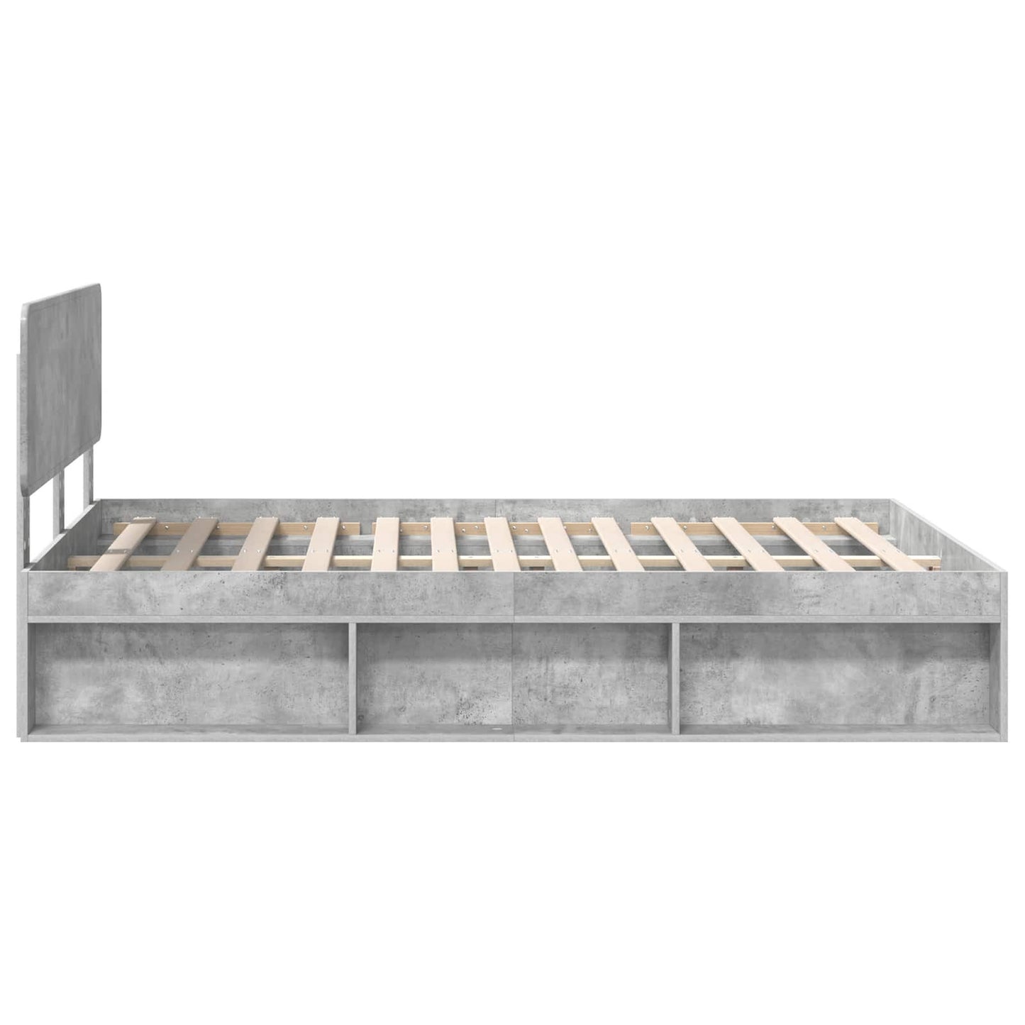 vidaXL Bettrahmen mit Kopfteil Beton 140 x 190 cm Massives Kiefernholz