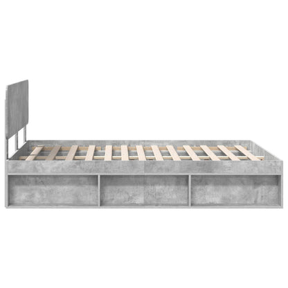 vidaXL Bettrahmen mit Kopfteil Beton 140 x 190 cm Massives Kiefernholz