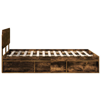 Bettrahmen Geräucherte Eiche 140 x 190 cm Massives Kiefernholz