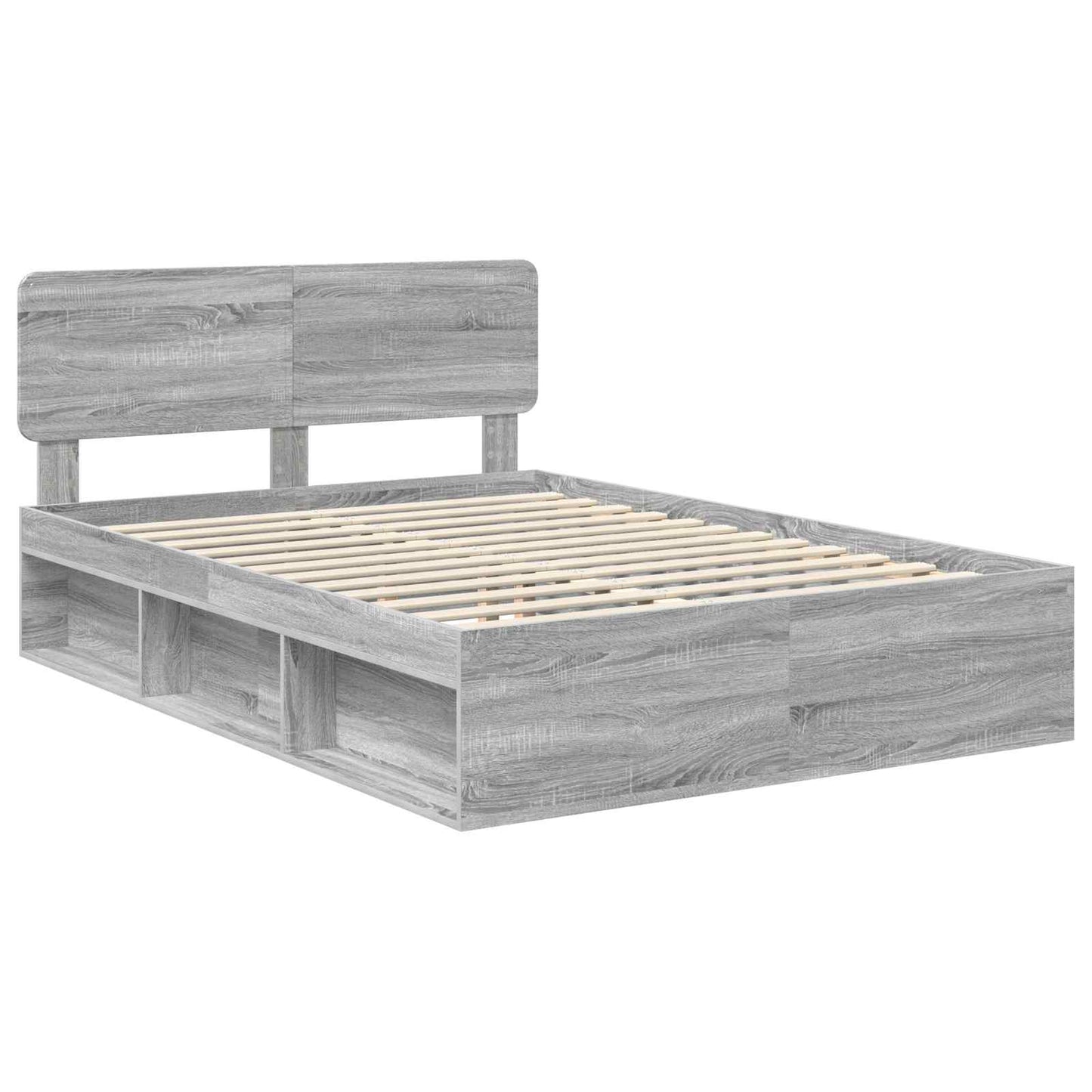 vidaXL Bettrahmen Graues Sonoma 140 x 190 cm Massives Kiefernholz