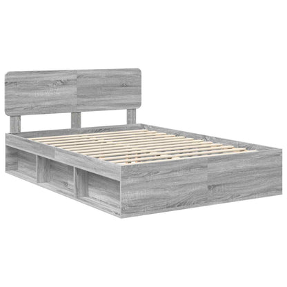 vidaXL Bettrahmen Graues Sonoma 140 x 190 cm Massives Kiefernholz