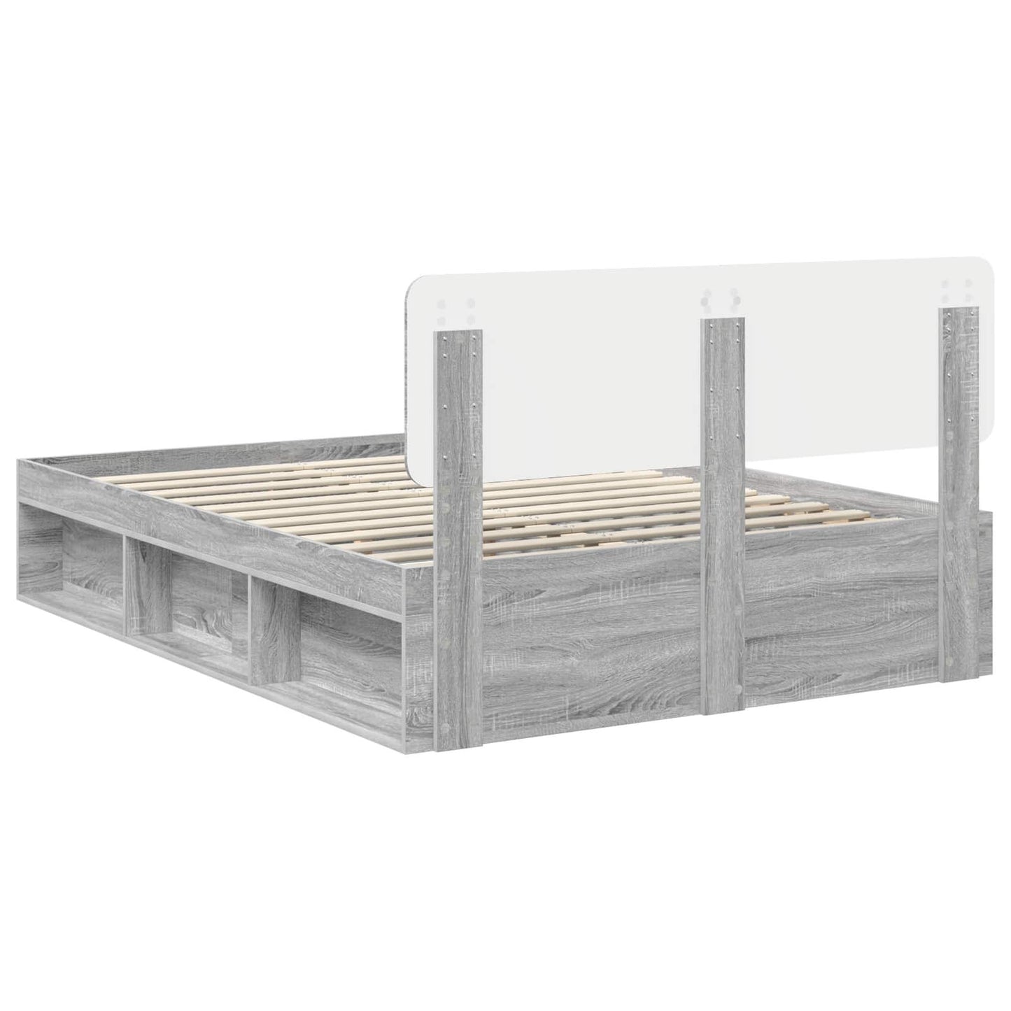 vidaXL Bettrahmen Graues Sonoma 140 x 190 cm Massives Kiefernholz