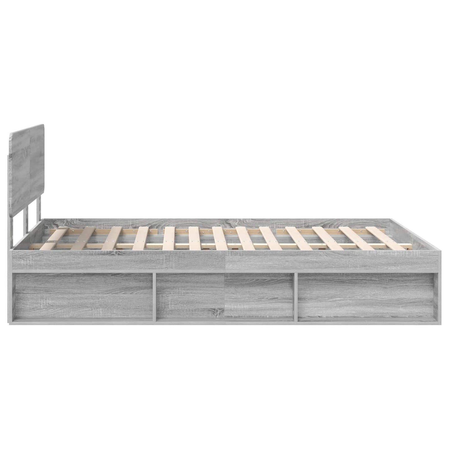vidaXL Bettrahmen Graues Sonoma 140 x 190 cm Massives Kiefernholz