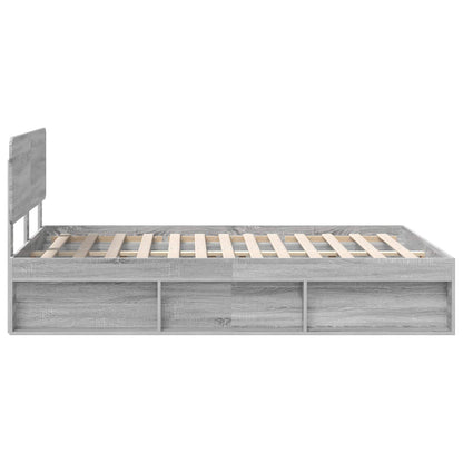 vidaXL Bettrahmen Graues Sonoma 140 x 190 cm Massives Kiefernholz