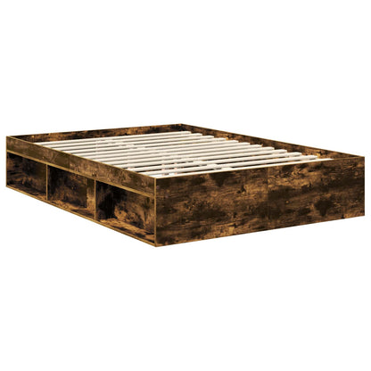 vidaXL Bettrahmen Geräucherte Eiche 135 x 190 cm Massives Kiefernholz