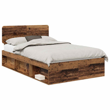 vidaXL Bettrahmen Altholz 135 x 190 cm Massives Kiefernholz