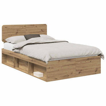 vidaXL Bettrahmen mit Kopfteil Kunsthandwerk Eiche 135 x 190 cm